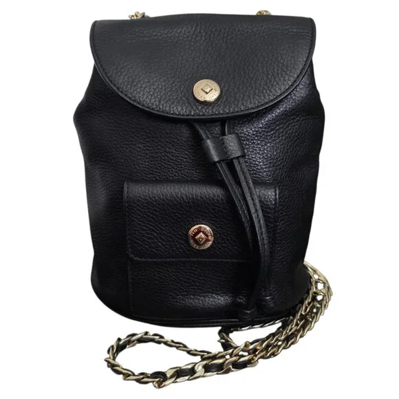 Dylan Kain Romy Backpack Black Leather‎ Gold Chain - Picture 3 of 12
